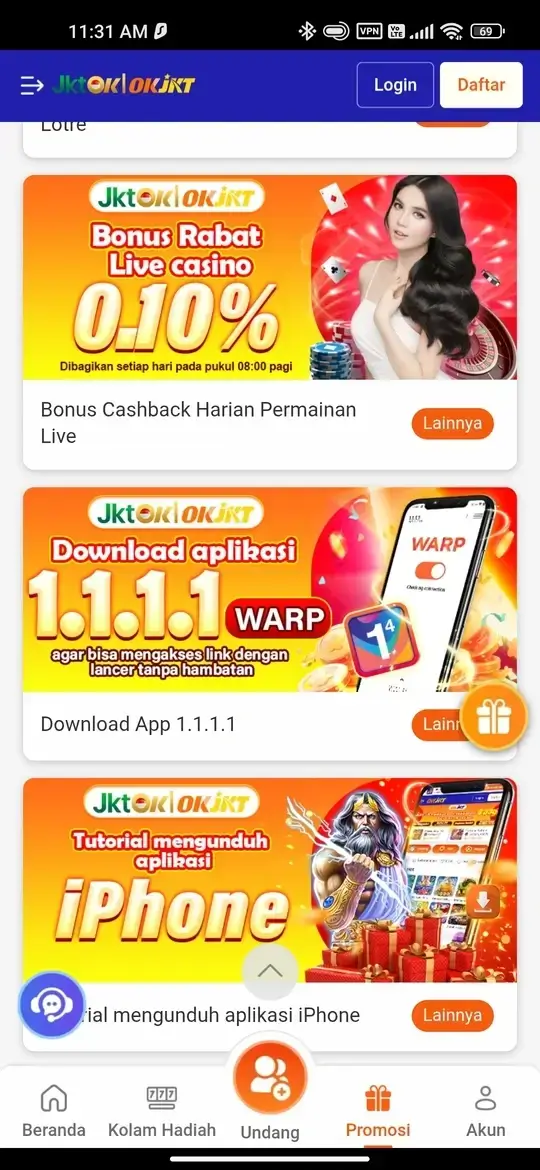 JKTOK - Promosi dan Bonus